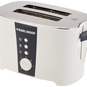 Black+Decker ET122 800--Watt 2-Slice Pop-Up Toaster | Cool Touch Body | Browning Control with 7 levels | Easy Cleaning | 2-Year Warranty-(White)