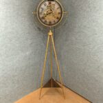 Luxury Vintage Tripod-Mounted Metal Clock