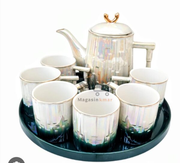 Revolving Tea Cup Set REVOLVING FLORAL PORCELAIN TEA SET-KETTLE & CUPS FOR MODERN HOMES - New ...