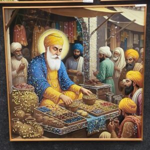 Sikh Spiritual Guru Teaching Charity – Premium Devotional Wall ART