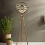 Luxury Vintage Tripod-Mounted Metal Clock