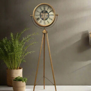 Luxury Vintage Tripod-Mounted Metal Clock