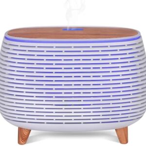 Diffuser,  Ultrasonic Humidifier with LED Lights, Silent Operation, Black (White)