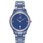 Titan Xylys Blue Dial Ceramic Strap Watch for Women-NS45019QC02E