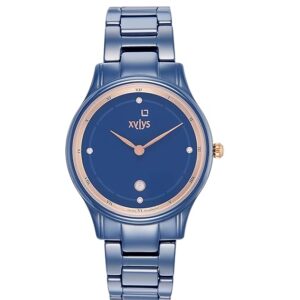 Titan Xylys Blue Dial Ceramic Strap Watch for Women-NS45019QC02E