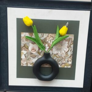 Minimalist Yellow Tulip 3D Wall Art Frame