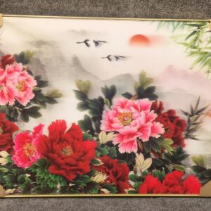 🌺 Elegant Oriental Floral Landscape Wall Art – Premium Framed Print