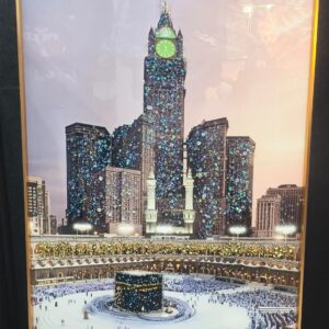 Sacred Grandeur: Makkah Sharif & Royal Clock Tower Embellished Art