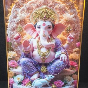 Divine Blessings: Ganesha Floral Embellished Art Frame