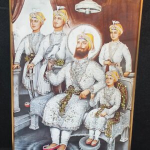 Sacred Sikh Guru Family Portrait Wall Art – Hand-Embellished Crystal Finish