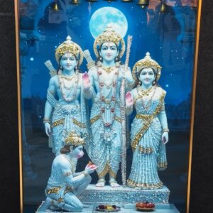 Divine Ram Darbar Crystal-Embellished Wall Art with Premium Frame