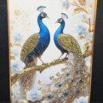 Luxury Crystal Peacock Pair Wall Art – Golden Frame