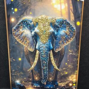 Luxury Crystal Elephant Wall Art – Golden Frame