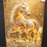 Luxury Golden Horse Crystal Wall Art – Premium Frame