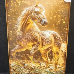 Luxury Golden Horse Crystal Wall Art – Premium Frame