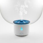 Inditradition Volcano Flame Aromatherapy Humidifier for Home | with Dual Colour Flame Orange & Ice Blue | Ultrasonic Essential Oil Aroma Diffuser  White