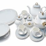 "Royal  & White Gold-Plated Ceramic Tea Set