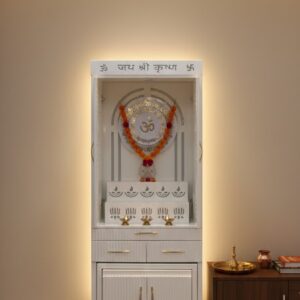 Modern White  Pooja Mandir"