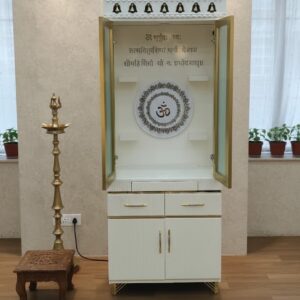 Shwet-Varna Royal Gold Wooden Mandir