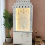 God Of Decor White Temple (Pooja Mandir) with Doors, LED Light,