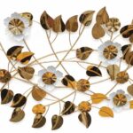 Golden Leaf & White Blossom Wall Decor"