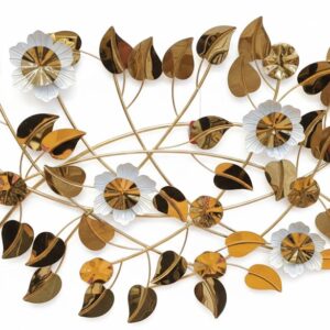Golden Leaf & White Blossom Wall Decor"