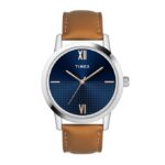 TIMEX Analog Watch for Man with Blue Round Dial & Tan Leather Strap Band Water Resistant Men's Wrist Watches - TWTG31SMU01