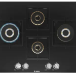 BOSCH Built in Series 6 Gas hob 75 cm Tempered glass, Brass Burner PNI7B6F10I Glass Automatic Hob (4 Burners)