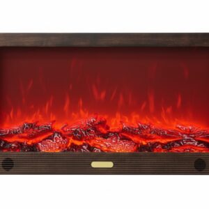 Modern White Rectangular LED Fireplace Lantern with Realistic Moving Flame Effect & Dual Power