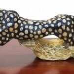 Majestic Golden-Dotted Panther Sculpture