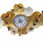Luxurious Golden Butterfly Wall Clock with Floral Accents.