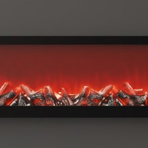Ultra-Slim Linear Electric Fireplace with Realistic Ember Logs.