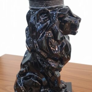 Modern Lion Head Statue Animal Figurine Resin Craft for Desktop Bookshelf Black.