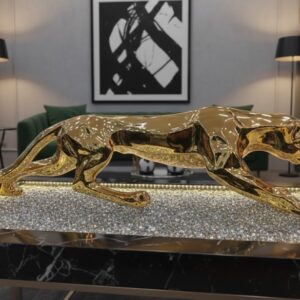 Majestic Golden Bengal Tiger: Prowling Figurine with Signature Black Stripes.