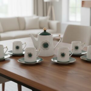 Emerald Rose Ceramic Tea Set.