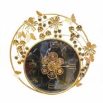 Golden Gear Floral Symphony Wall Clock.