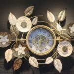 Midnight Elegance Floral Wall Art Clock.
