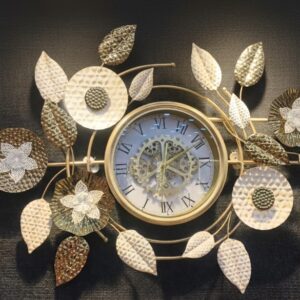 Midnight Elegance Floral Wall Art Clock.
