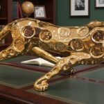 Aurelius Majestic Golden Panther – Premium Handcrafted Sculpture for Executive Decor