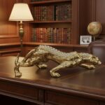 Majestic Gold Panther Statue: Premium Corporate & Housewarming Gift Piece"
