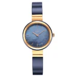 Titan Xylys Quartz Analog Mother of Pearl Round Shaped Dial Steel & Ceramic Strap Watch For Women