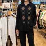 Midnight Black Geometric Embroidered Co-ord Set