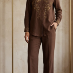 Elegant Terracotta Brown Embroidered Co-ord Set