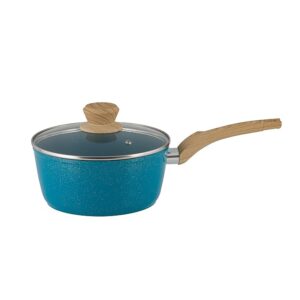 Insiya 20cm Premium Granite/Marble Coated Saucepan, Teal, SV73