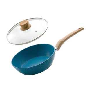 INSIYA 24cm Premium Granite/Marble Coated Deep Fry Pan, Teal, SV81