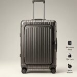 TITANIUM GRAY FULL BODY ALUMINUM SUITCASE-LUXURY TRAVEL SPINNER WITH BUILT-IN TSA LOCK AND SILENT WHEELS