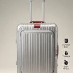 PREMIUM ALUMINUM BODY CABIN SUITCASE WITH FRONT POCKET,TSA LOCK& SILENT SPINNER WHEELS SILVER.