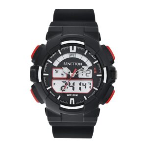 United Colors of Benetton Digital Watch for Unisex with Black Round Dial & Black Silicone Strap Band Water Resistant Unisex Wrist Watches - UWUCG0601