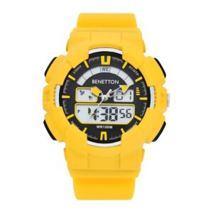 United Colors of Benetton Digital Watch for Unisex with Black Round Dial & Yellow Silicone Strap Band Water Resistant Unisex Wrist Watches - UWUCG0602
