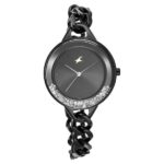 Fastrack Glitch Quartz Analog Black Dial Metal Strap Watch for Girls